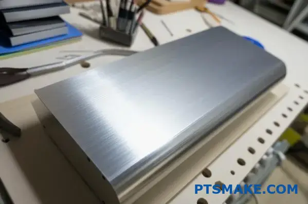 Silver brushed aluminum speaker case with textured finish for audio gear