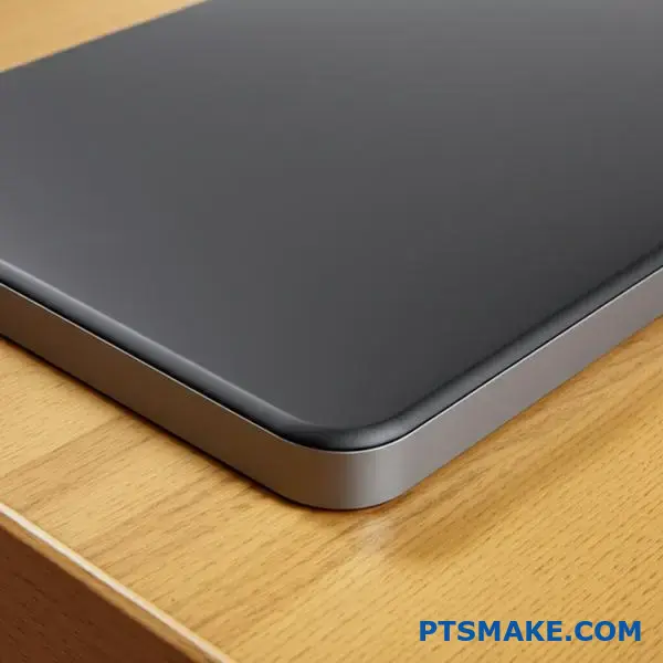 マット仕上げの丈夫なアルミニウム製スピーカー筐体のクローズアップ。
