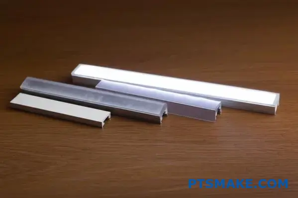 ثلاثة مقاطع من الألومنيوم LED مع ناشرات شفافة وبلورية وأوبال