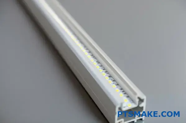 Perfil de alumínio Clean LED com difusor opaco e fita LED montada
