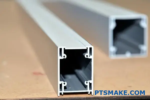 Grande plano de perfis de alumínio LED duradouros com acabamento anodizado e estrutura interna de dissipador de calor.