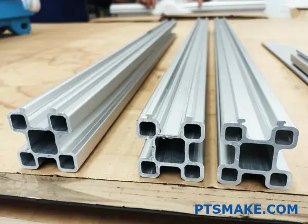 Assorted t-slot aluminum profiles 30mm and 40mm with various configurations