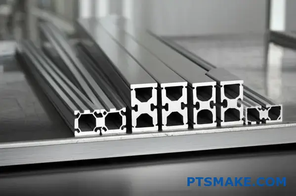 various custom t slot aluminum profiles with special cuts and finishes