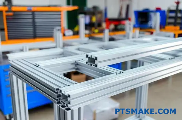 assembled anodized t slot aluminum profiles in an industrial setting