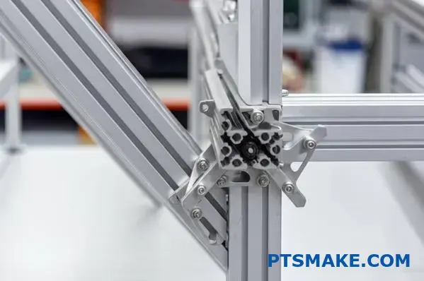 reinforced t slot aluminum profiles with gusset brackets and braces