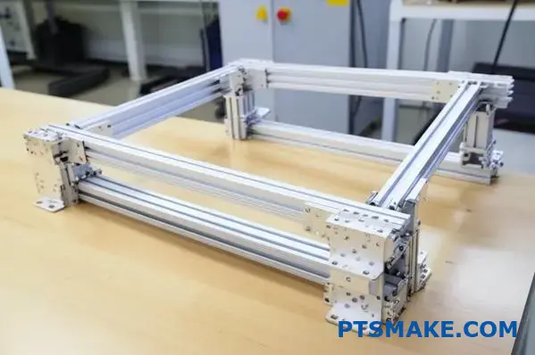 Modular aluminum t-slot extrusion frame for precision fixture assembly