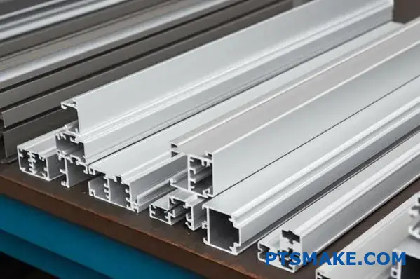 Different sizes of t slot aluminum profiles showing cross-sections
