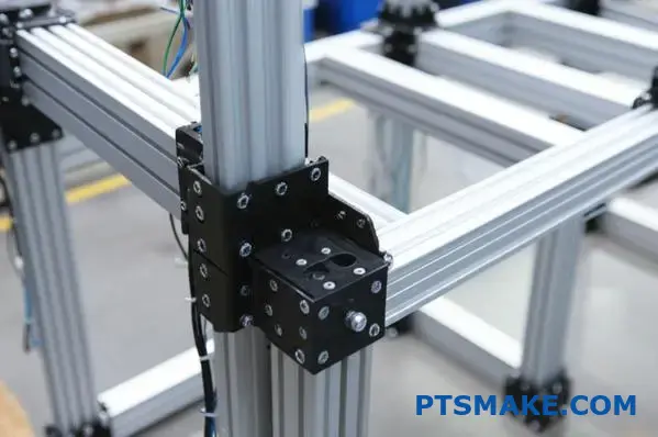T slot profile assembly using heavy-duty brackets and joining plates