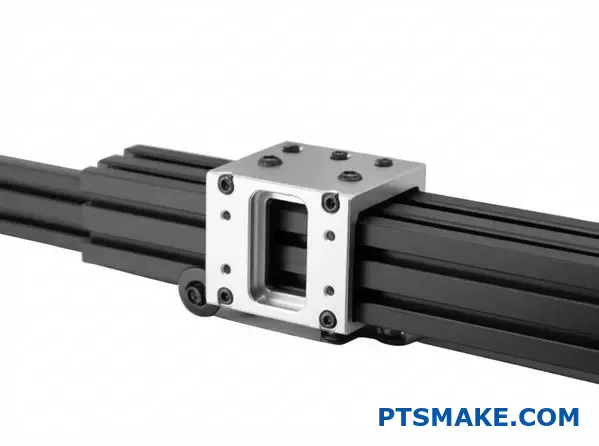 custom CNC aluminum bracket mounted on t slot aluminum extrusion frame