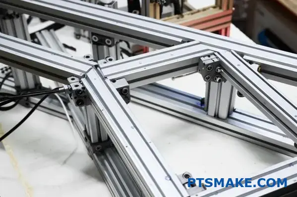 T-slot aluminum profile with CNC parts and adjustable connectors