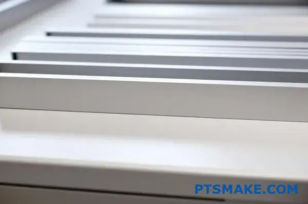 Silver anodized aluminum channel sections with smooth matte finish