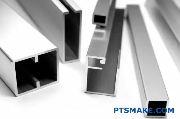Different aluminum U-channel and C-channel extrusions in multiple sizes