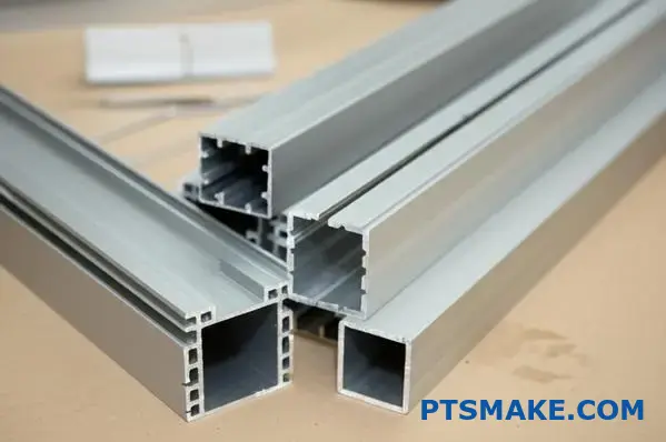natural silver aluminum channel extrusions with faint extrusion lines