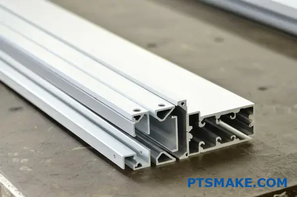 Custom cut and drilled aluminum channel extrusions for industrial applications