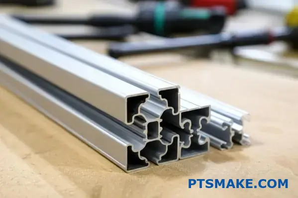 silver aluminum T channel extrusions with T slots for modular frames