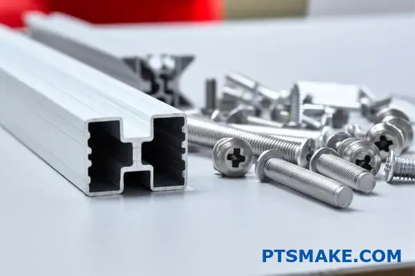 Stainless bolts, screws, rivets for aluminum channel extrusions setup