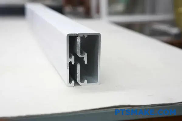 Sturdy silver aluminum channel profile showing cross-section and load-bearing thickness