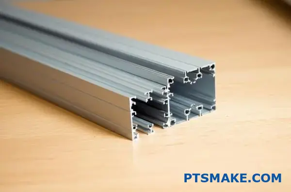 Custom aluminum channel extrusions with integrated wiring channels and t-slots