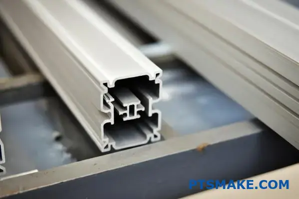 High-quality aluminum extrusion profile on workshop table by Aluminum Extrusion Manufacturer