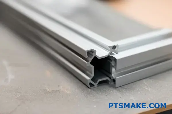 Modular T-slot extrusion frame by aluminum profile supplier on workshop table