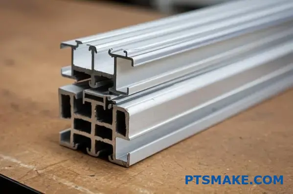 Damaged aluminum extrusion showing flaws, aluminum extrusion parts imperfections