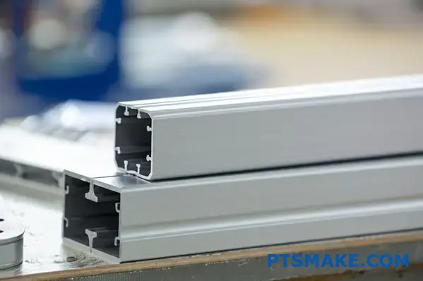 High-quality aluminum extrusion parts showcasing precision manufacturing in modern factory environment