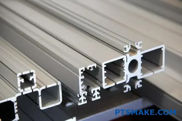 Clean aluminum profiles by aluminum extrusion manufacturer on workshop table