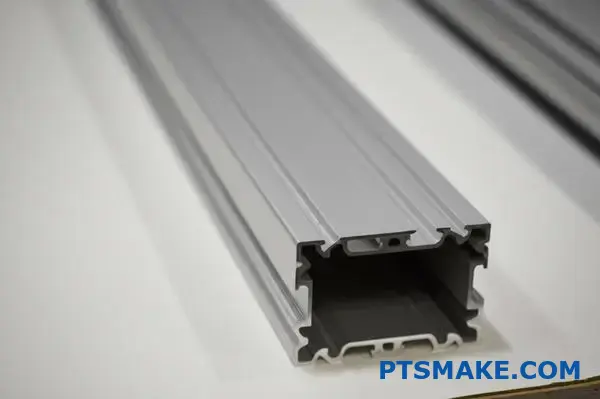 Smooth anodized custom aluminum profile with metallic finish and corrosion-resistant surface