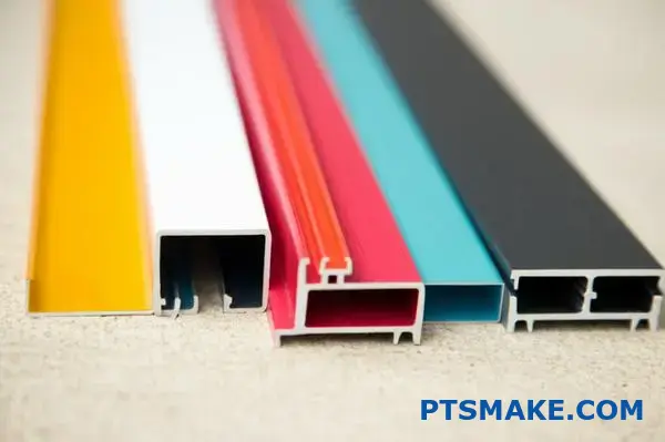 Vibrant custom aluminum profiles with durable powder coating finishes
