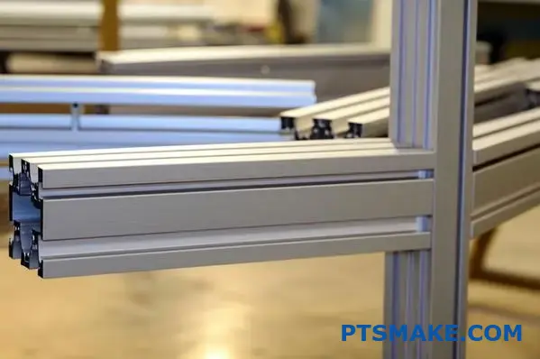 close-up of lightweight custom aluminum profile frame with brushed finish for automotive applications